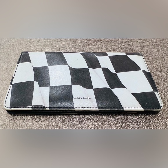 Leather Check Book Cover- NASCAR Checkered Flag - Picture 3 of 8